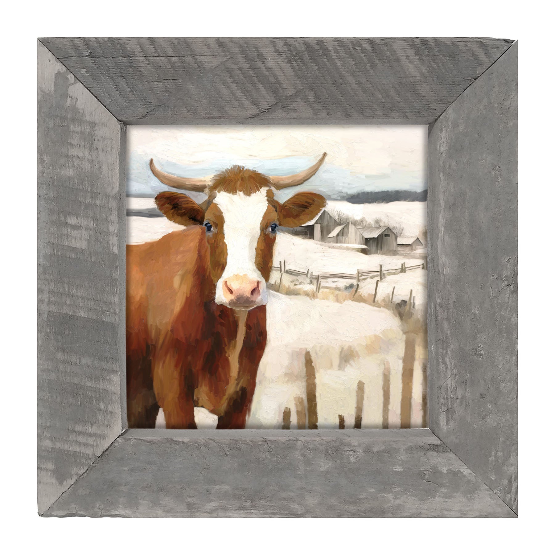 Cow near Fence - Framed Art