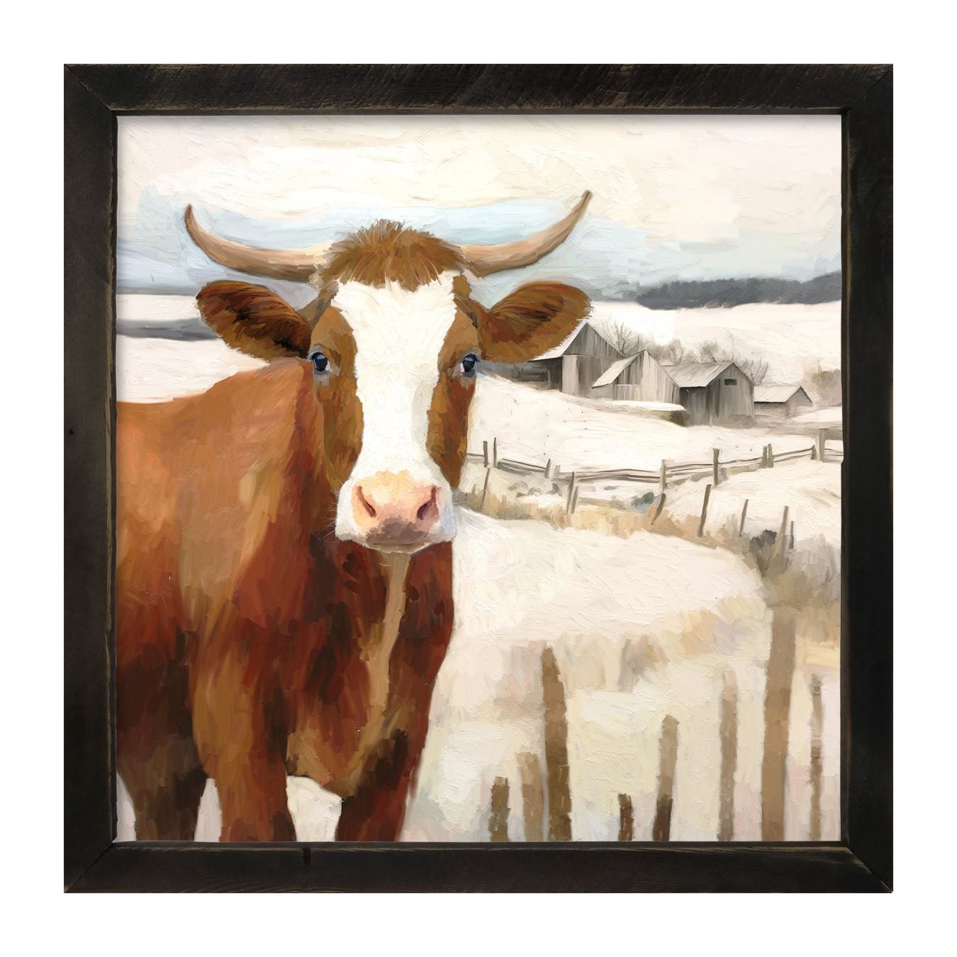 Cow near Fence - Framed Art