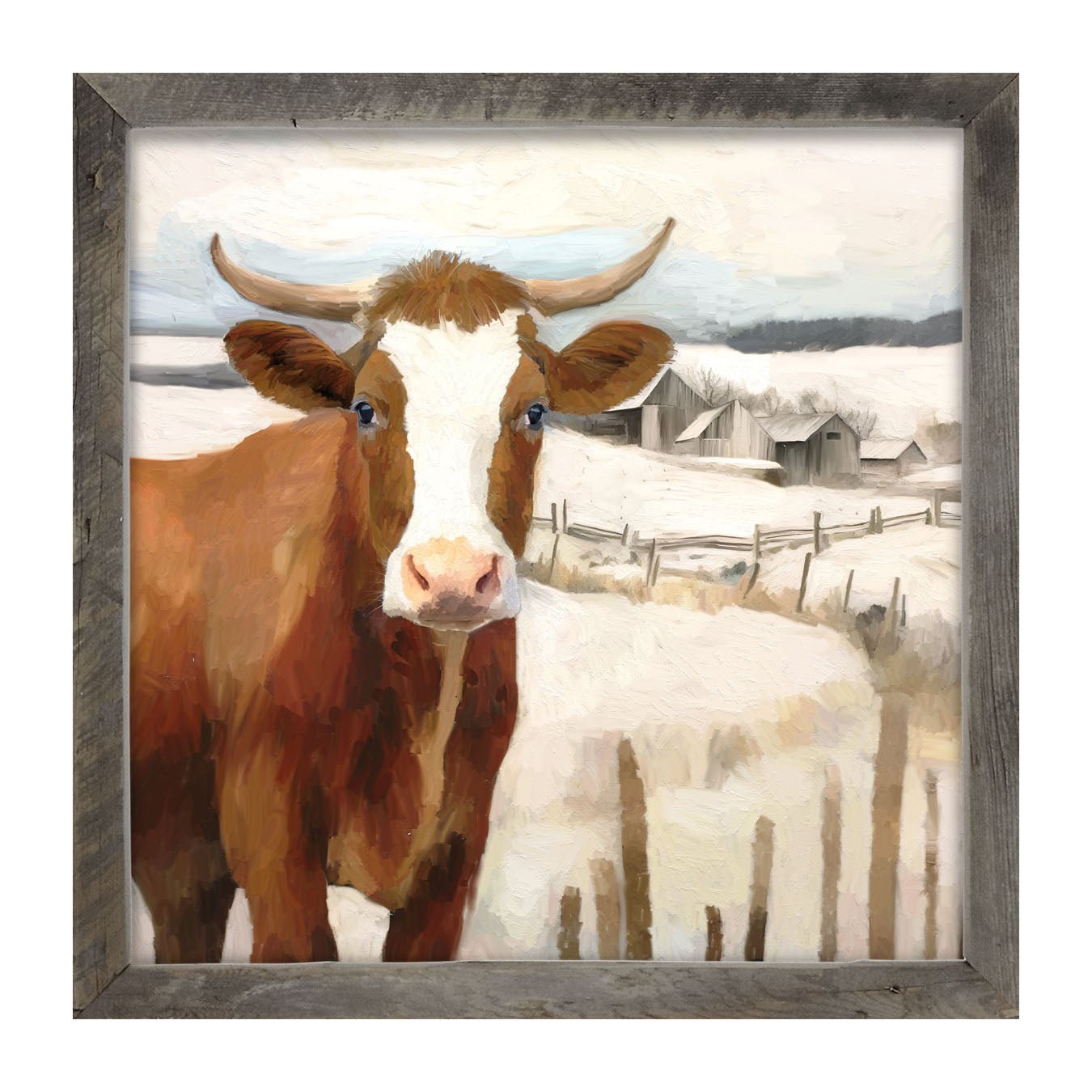 Cow near Fence - Framed Art