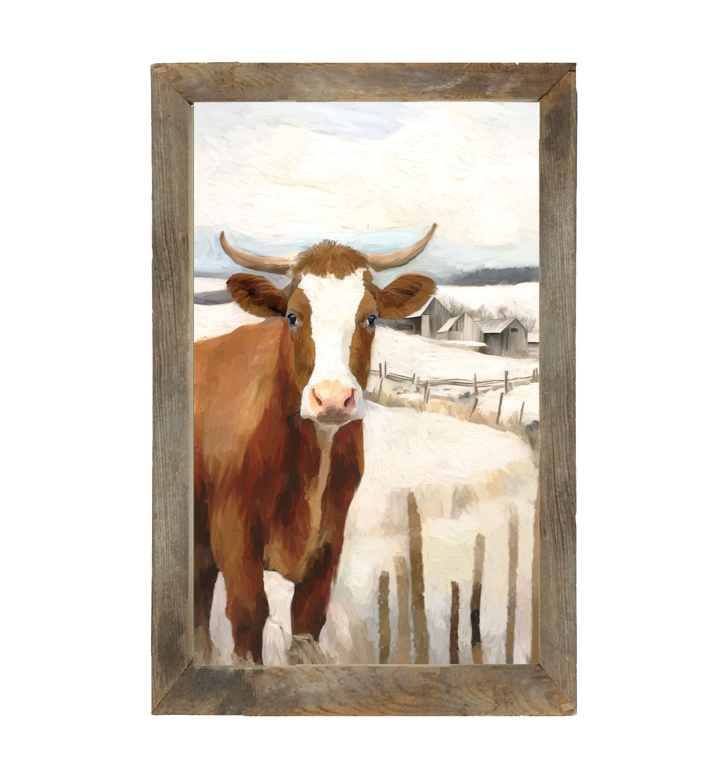 Cow near Fence - Framed Art