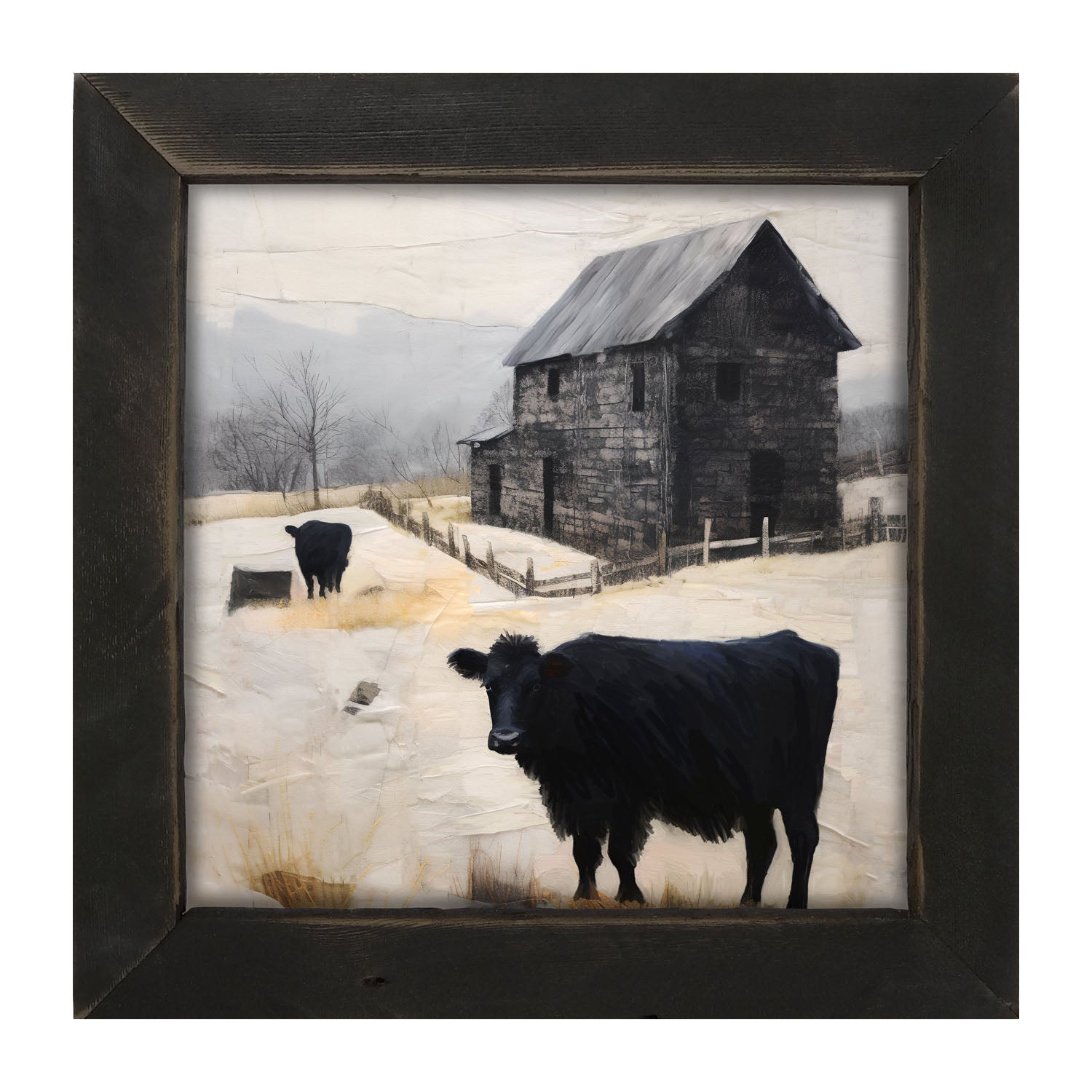 Cows at Barn - Framed art