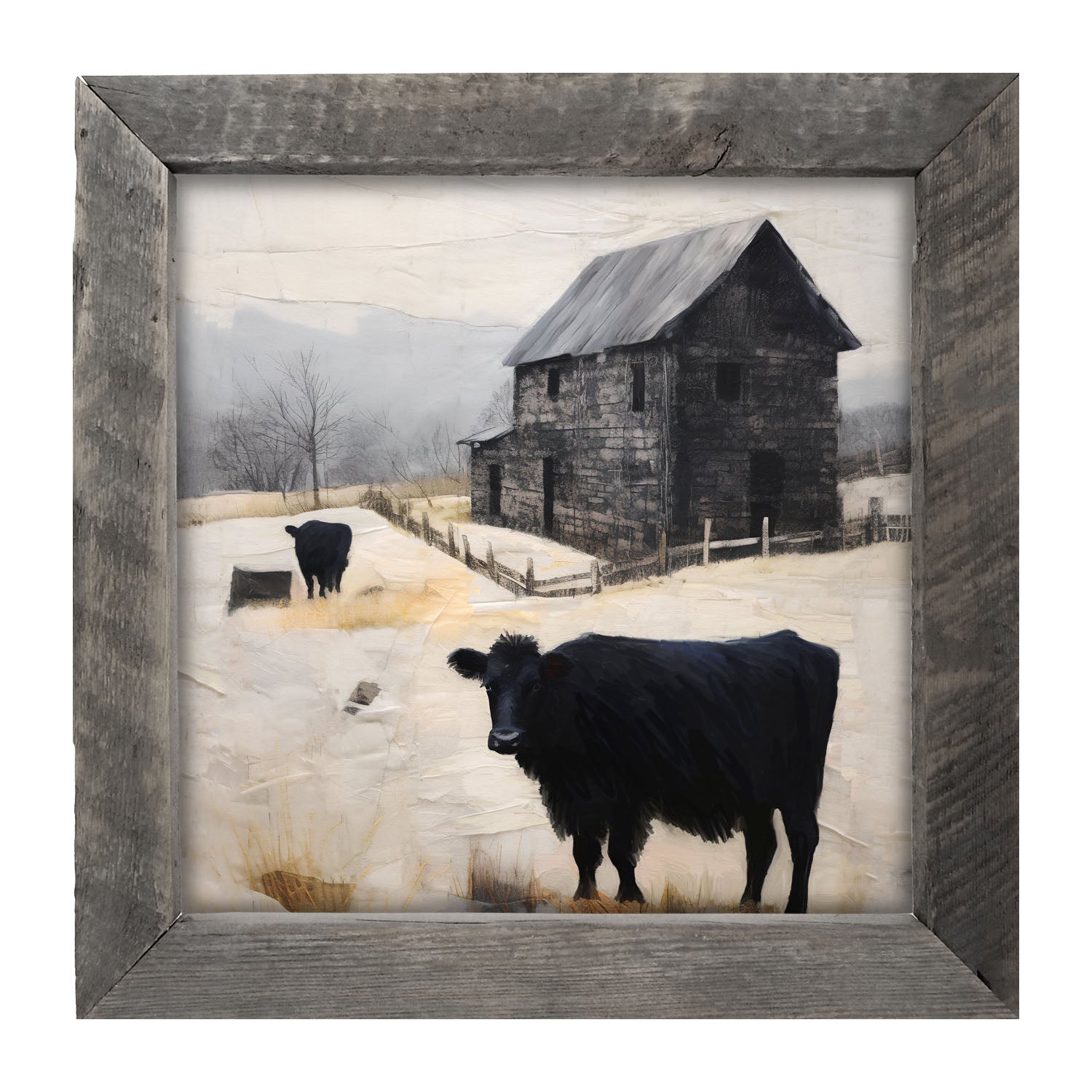 Cows at Barn - Framed art