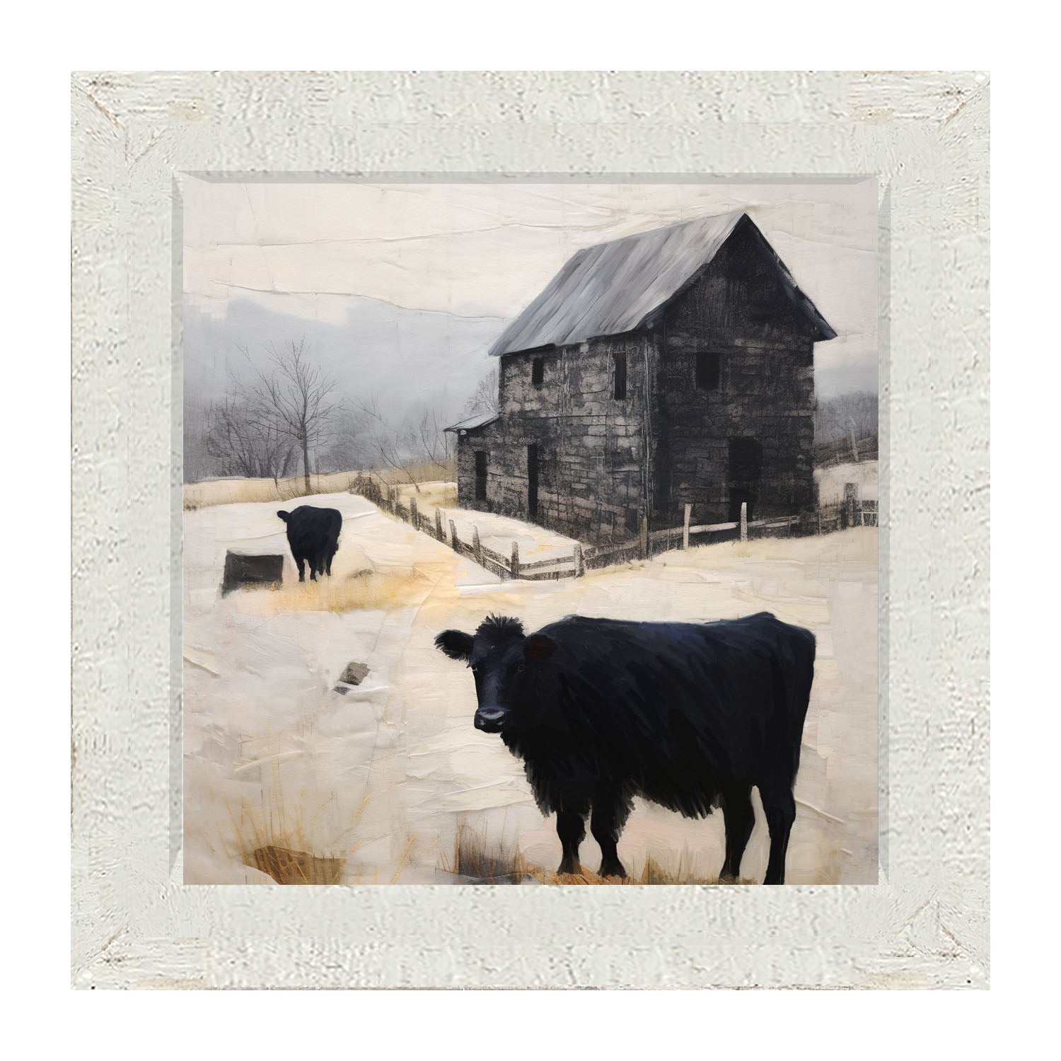 Cows at Barn - Framed art