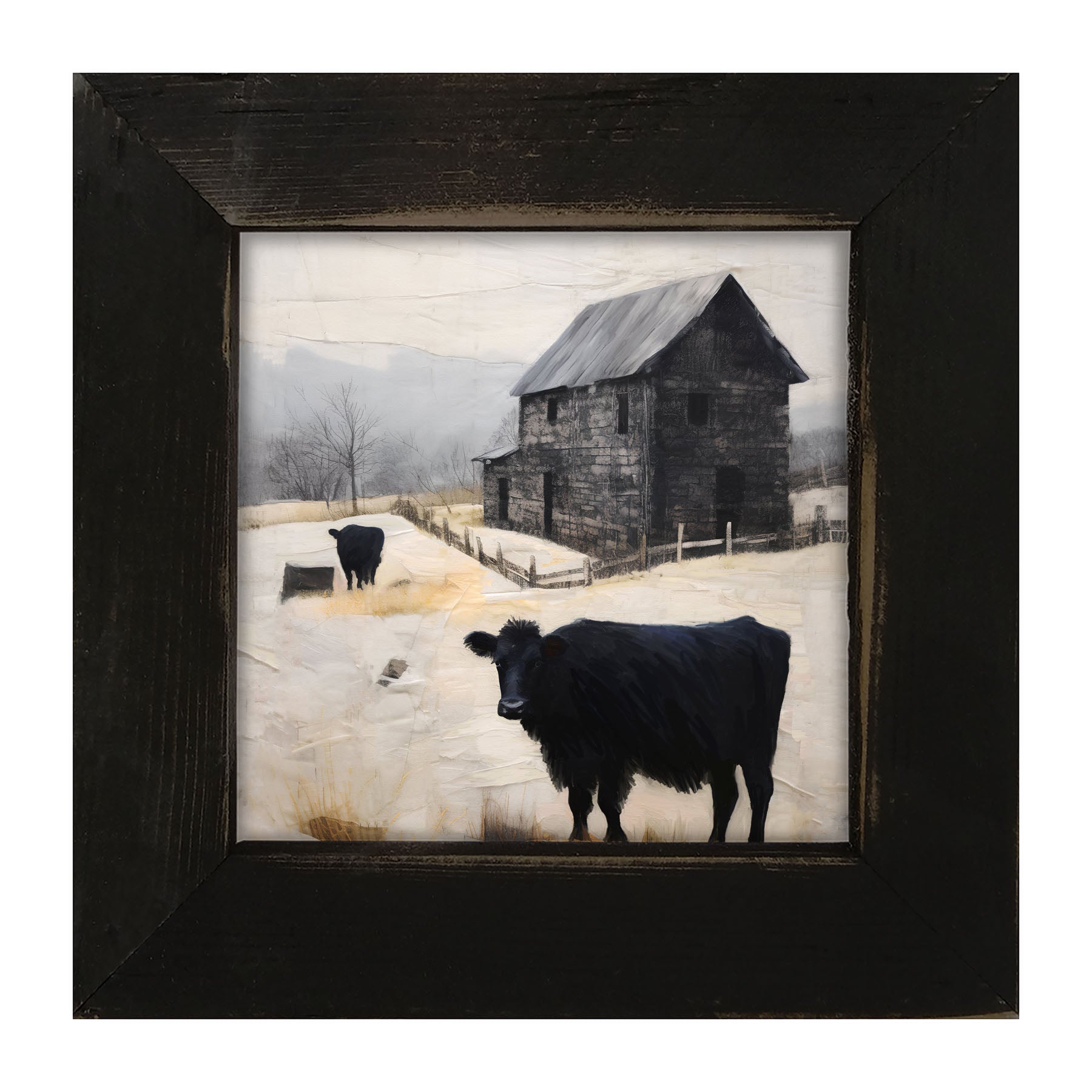 Cows at Barn - Framed art