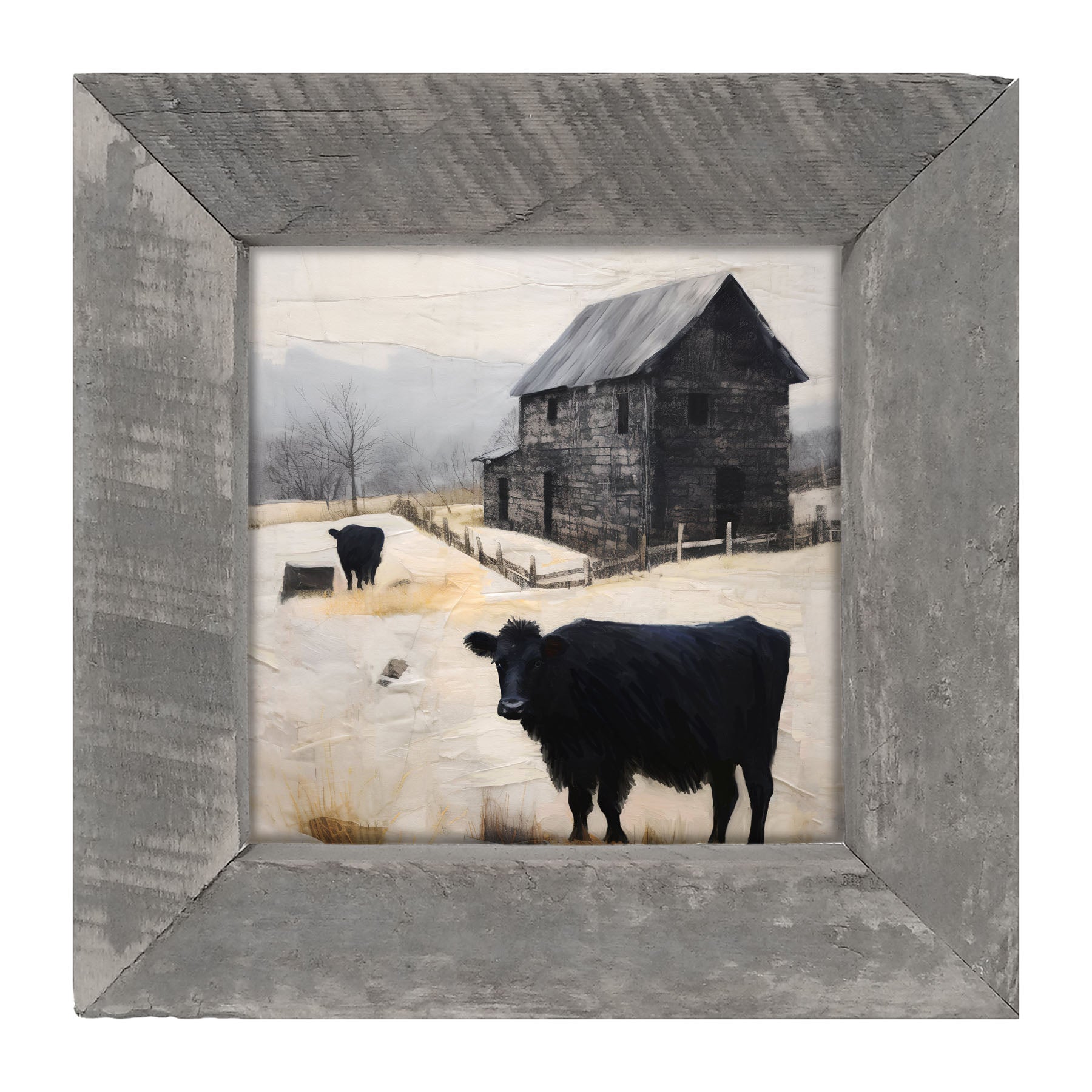 Cows at Barn - Framed art