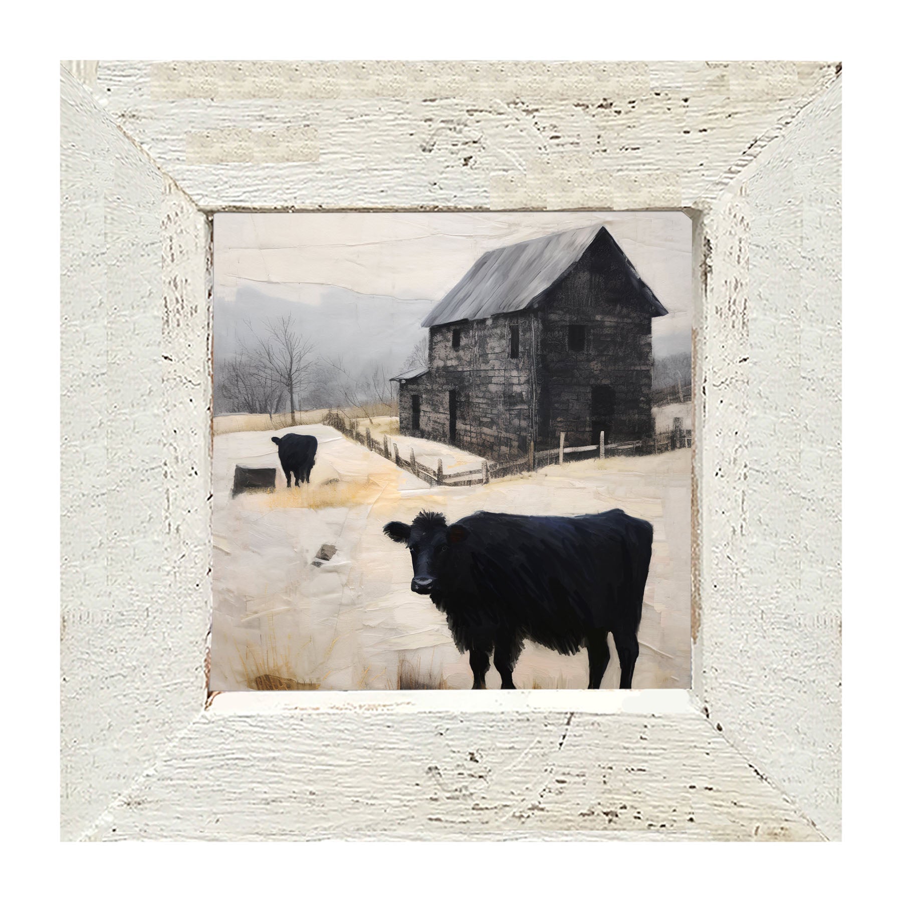 Cows at Barn - Framed art