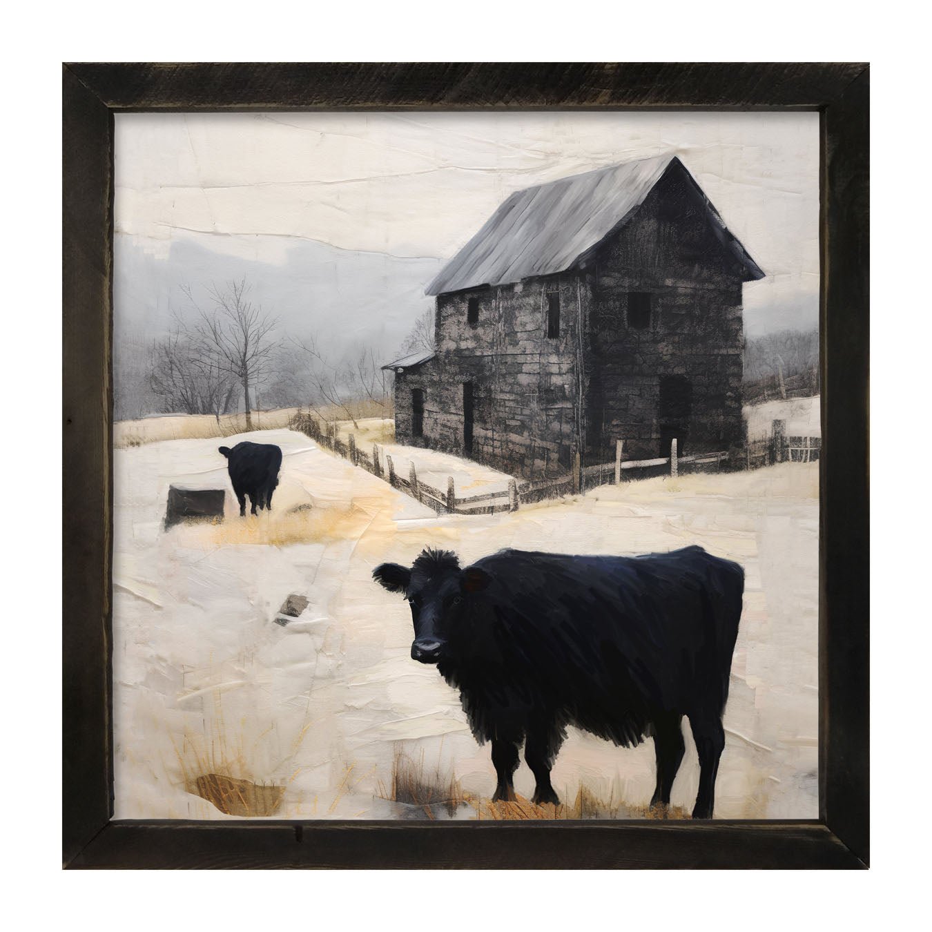 Cows at Barn - Framed art