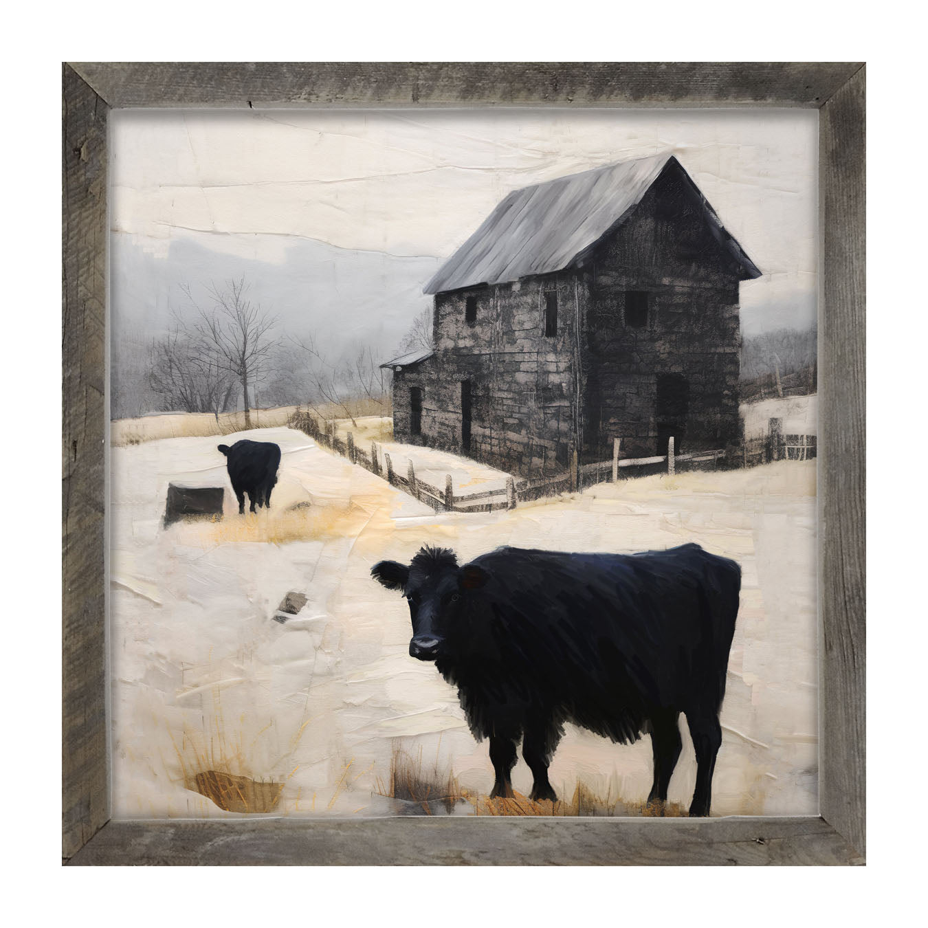 Cows at Barn - Framed art