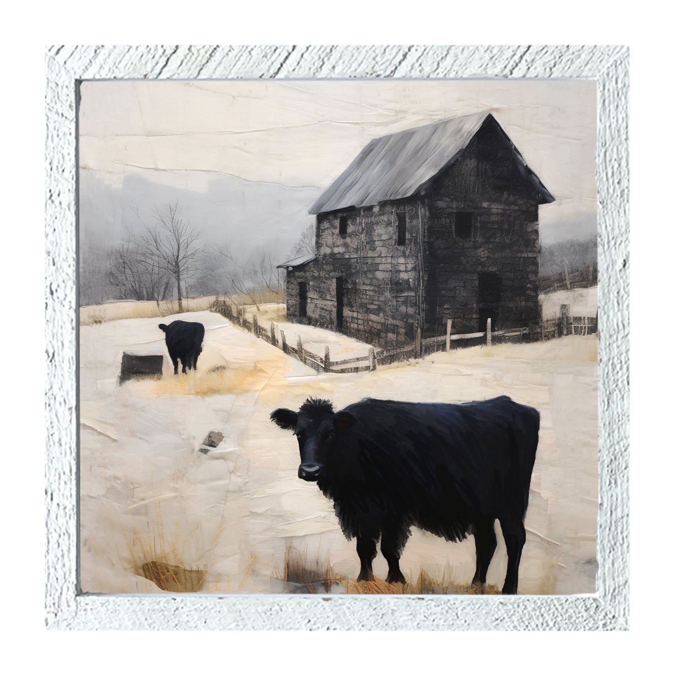 Cows at Barn - Framed art