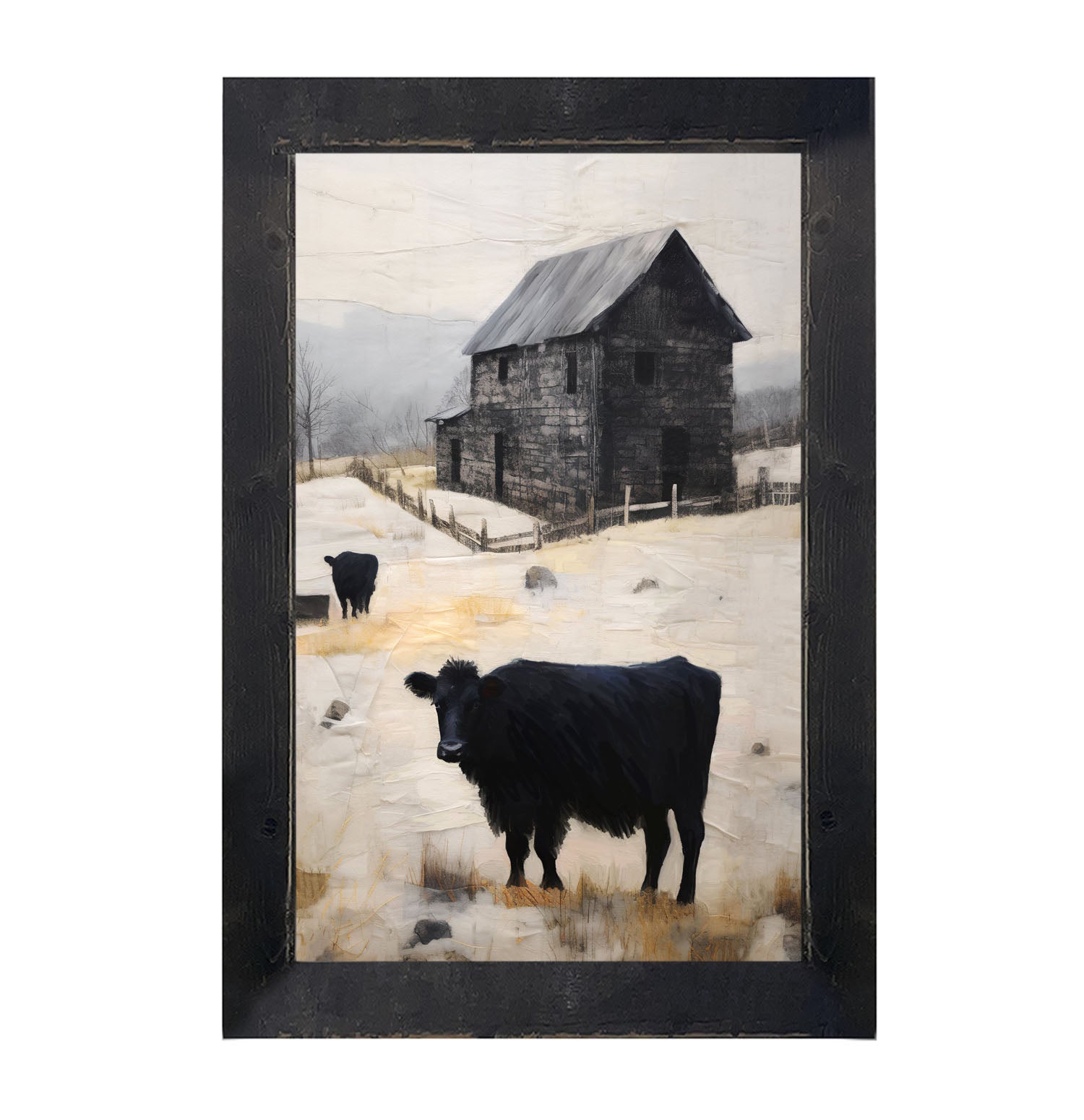 Cows at Barn - Framed art