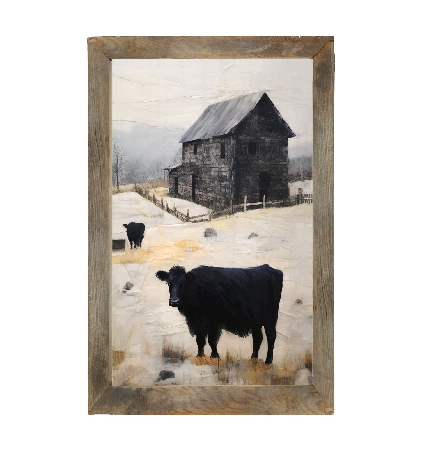 Cows at Barn - Framed art