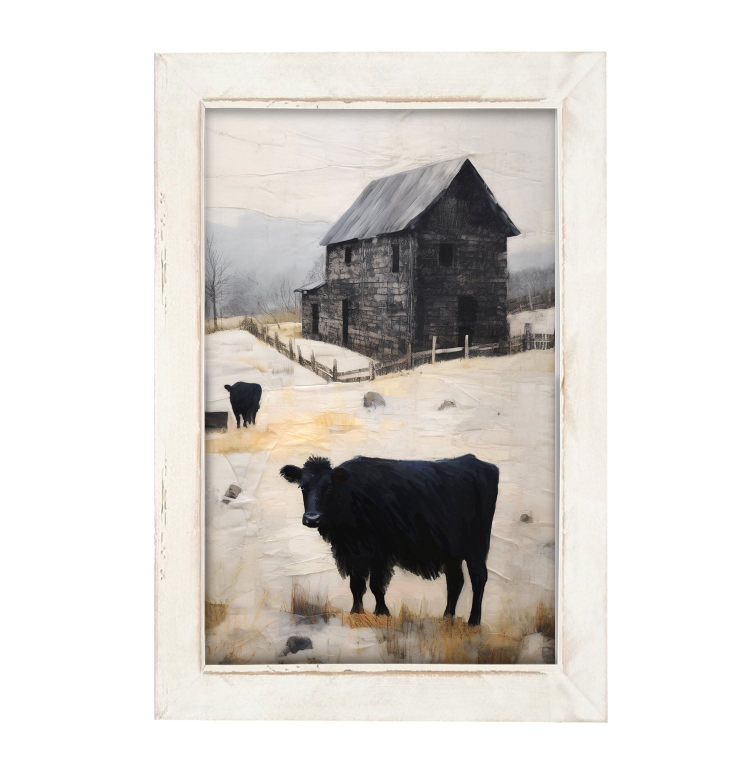 Cows at Barn - Framed art