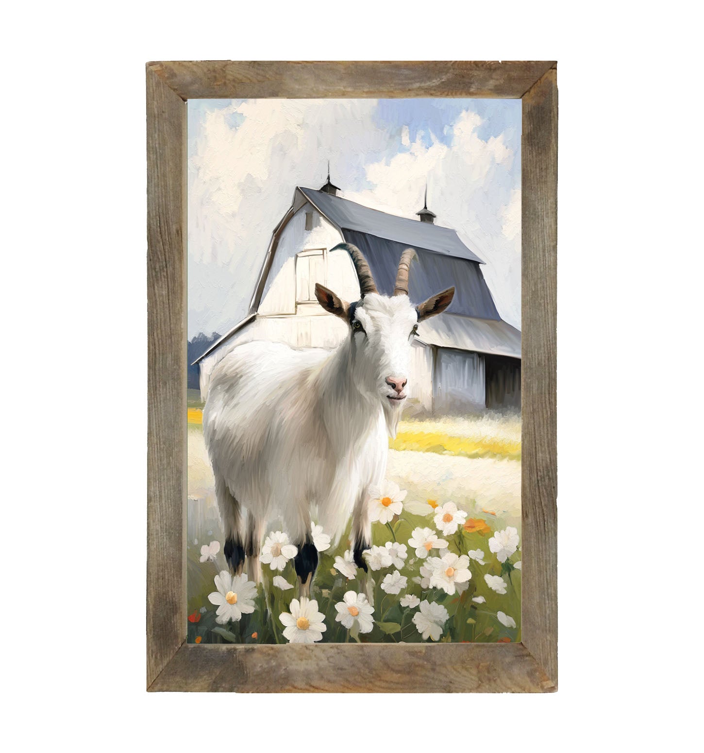 Goat in flowers - Framed art