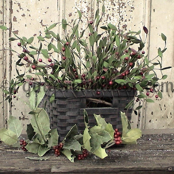 Green Holly and Berry Basket