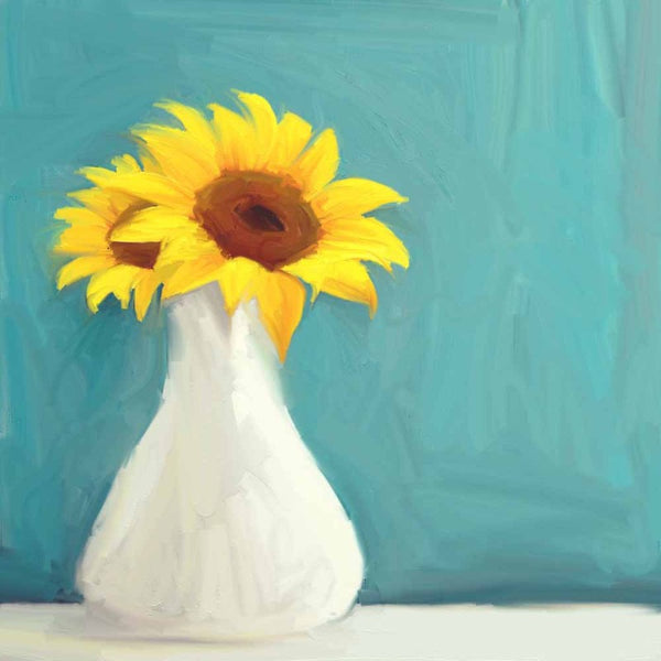 Sunflowers in White Vase