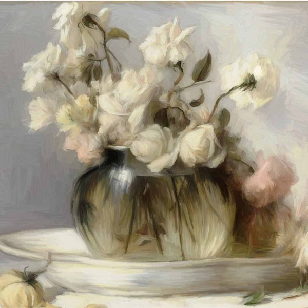 Cream Roses in Clear Vase